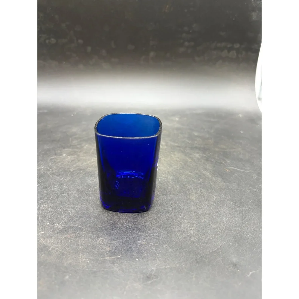 Romana Sambuca Cobalt Blue Glass Shot Glass Square Base Barware Collectible